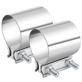 TERMUX 2.0 Inch Exhaust Clamp,2 In Butt Joint Band Clamp Sleeve Coupler Stainless Steel for Pipes Mufflers Catalytic Converters（2PCS）