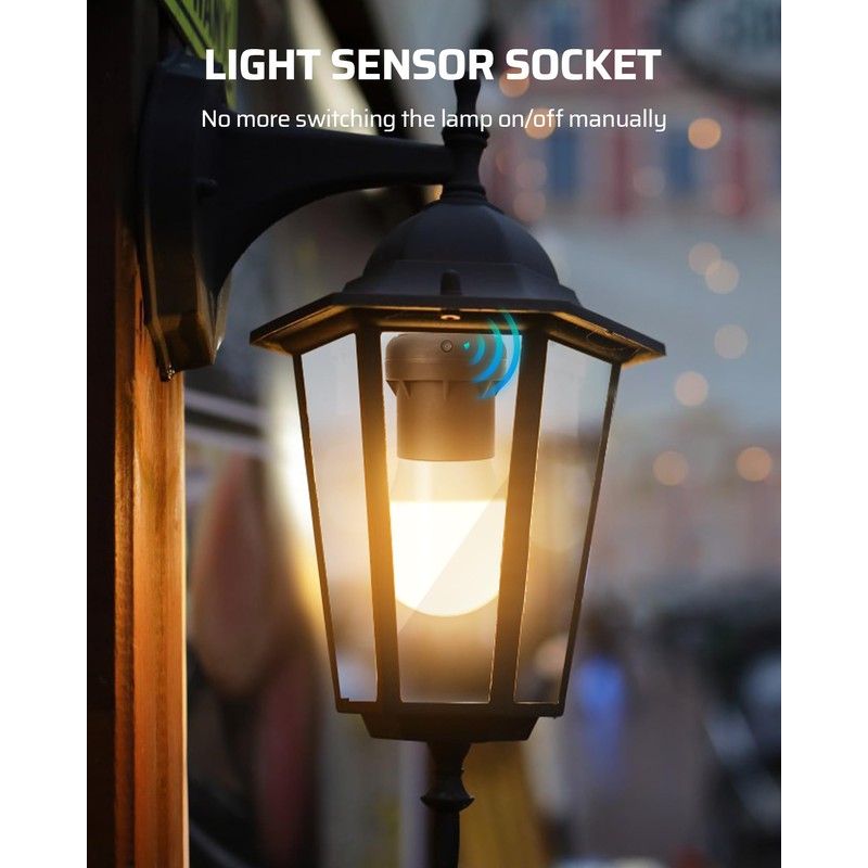 DEWENWILS Light Sensor Socket, E26 E27 Dusk to Dawn Sensor