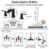 HOIGY Solid Brass Waterfall Bathtub Faucets Set, 3 Hole Matte