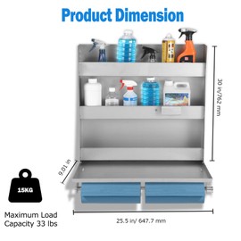 GarveeTech 5052 Aluminium Work Station Storage Cabinet, Flip Up Work Tray with Paper Towel Rack, Trailer Door Cabinet Organizer, for Enclosed Race Trailer Shop Garage Storage, Silver