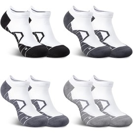 Hylaea Low Cut Socks for Running Sports Athletic Walking Golf Tie-dyed Pattern No Show Compression Black Grey White 4 Pairs Medium