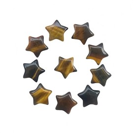 Sunshcat Natural Tiger's Eye 10Pcs Star Shaped Thumb Crystals and Healing Stone,0.6" Haped DIY Jewelry ﻿