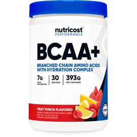 Nutricost BCAA + Hydration Powder (Fruit Punch) 30 Servings - Branched Chain Amino Acids with Hydration Complex - Gluten-Free, Non-GMO