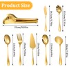 Ptwola 12PCS Gold Serving Spoons Utensils, Stainless Steel Flatware Cutlery