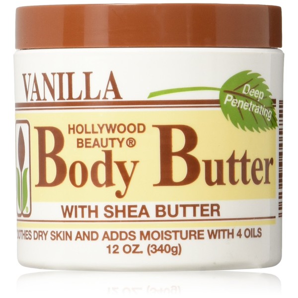 Hollywood Beauty Body Butter With Shea Butter, Vanilla - 12 oz. - Sooth & Moisturize Skin