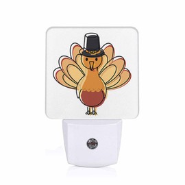 LED Night Light Plug into Wall with Dusk to Dawn Light Sensor White Energy Efficient Thanksgiving Holiday Cartoon Turkey Nightlight for Bedroom Bathroom Hallway Living Room Kitchen