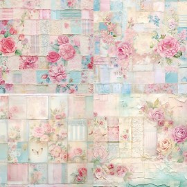 TOTUUYO 24 Sheets Spring Floral Scrapbook Paper Pad, 6 Inch Cardstock Single-Sided Pattern Scrapbooking Origami Decoupage for Decorative Craft Pack DIY Greeting Card Making Craft Supplies (Pattern 3)