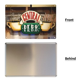 Metal Sign Central Perk Cafe Painting Friends Christmas Decoration Tin Sign Vintage Bar Man Cave Garage Kitchen Home Wall Decoration Art Sign Yard Decor 12 X 8 Inch