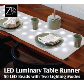 Lighted Table Runner | Snowy Chirstmas Table Decor Table Runner | Battery Operated with 2 Light Modes - 47" x 15.7" (1)