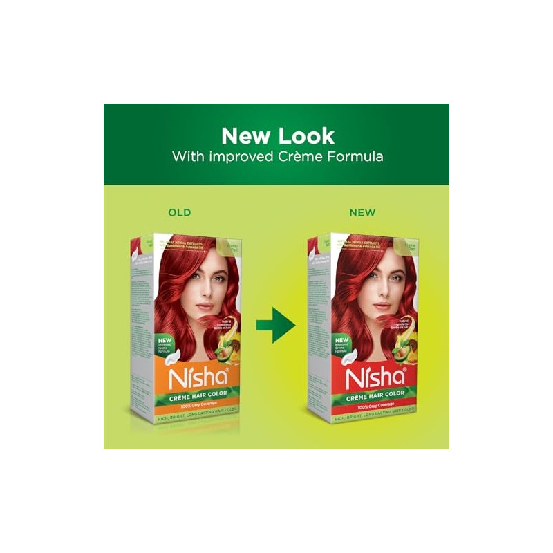 Nisha crema de color para el cabello, color rojo llama,