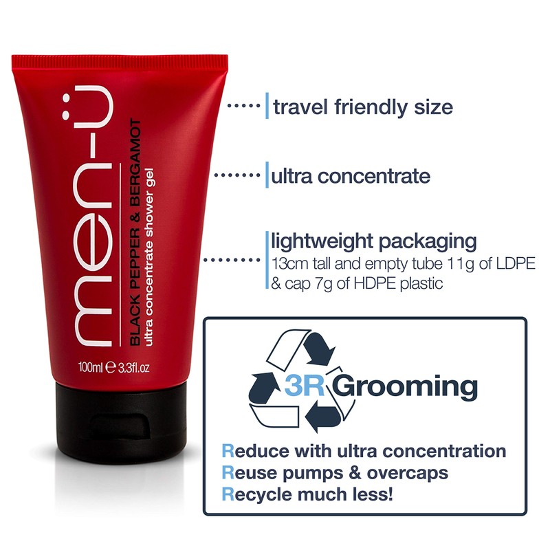 men-u Shower Gel Black Pepper Ultra Concentrate Formula - Longer