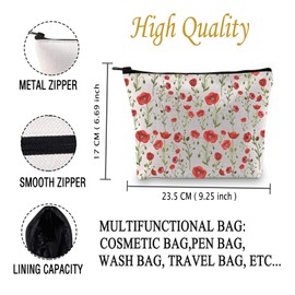 PYOUL California Poppy Flower Cosmetic Bag Wildflower California Poppies Makeup Bag Planter Gift California Poppy Flower Lovers Gift (Poppy Flower Bag EU)