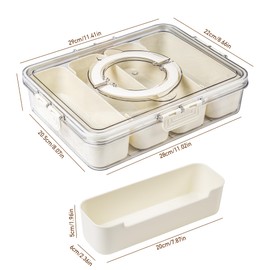 Bandesun Divided Serving Tray with Lid and Handle - Snackle Box Charcuterie Container for Portable Snack Platters - Clear Organizer for Candy, Fruits, Nuts, Snacks,4-grid