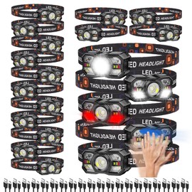 KunHe 20 Pack led Rechargeable Headlamp Flashlight Headlight Motion Sensor 10 Mode for Outdoor Camping Gear Hiking Fishing Running Cycling Headlight Emergency Lights for Home Christmas Gifts for Men