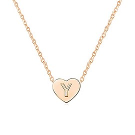 SBI Jewelry Women Rose Gold Initial Y Necklace Pendant Love Heart Mom Daughter Sister Best Friends Family BFF Wife Niece Cousin Birthday Anniversary Mothers Day