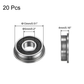 sourcing map F695-2RS Flanged Ball Bearing, 20pcs 5x13x4mm Chrome Steel Double Sealed ABEC1 Flange Bearings