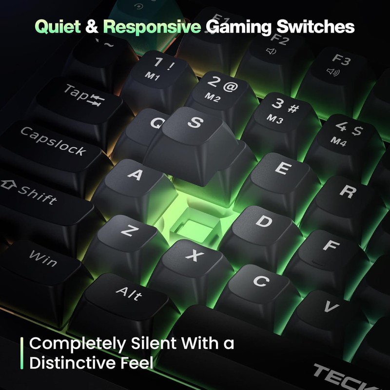 TECKNET Gaming Keyboard, 75% Wired Keyboard, RGB Backlit, 82-Keys with