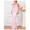 Milumia Women's Floral Tie Shoulder Maxi Dress Elegant Ruched Bust