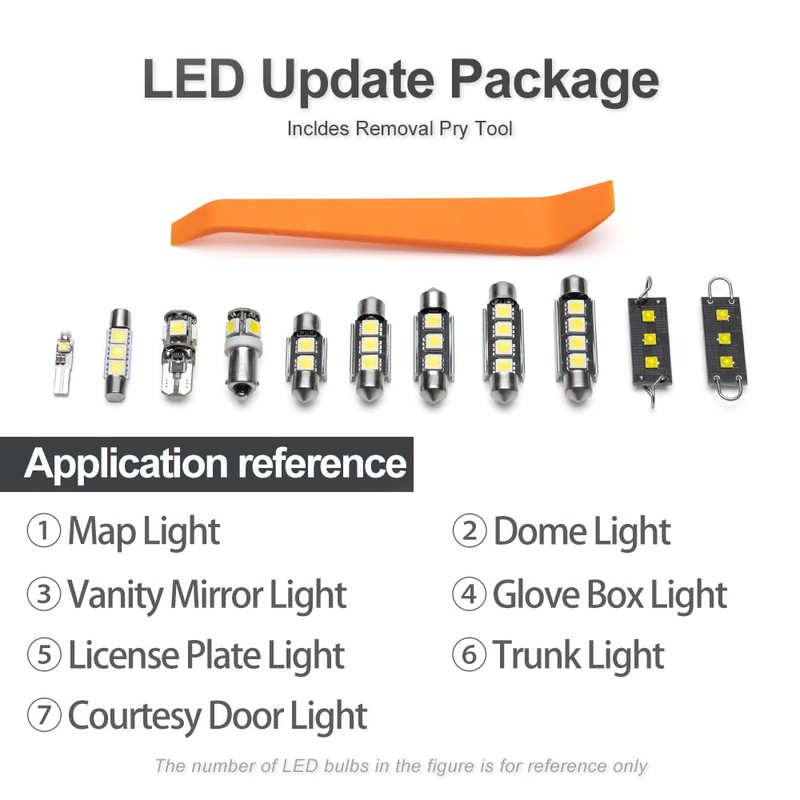 11pcs Camry White LED Interior Lights Bulb Kit for Toyota