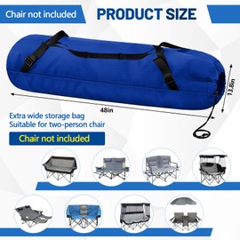 Vincreem 48"x14" Double Camping Chair Replacement Bag Heavy Duty Large Storage Bag Outdoor Folding Carrying with Shoulder Strap Heavy Duty for Travel (Chair is Not Included) (Blue)