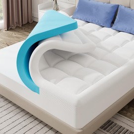 ELEMUSE 3 Inch Dual Layer King Memory Foam Mattress Topper,Cooling Memory Foam & Plush Pillow Top Pad, Luxury Pressure Relief Bed Topper for Master Bedroom, Breathable Extra Support for Couples