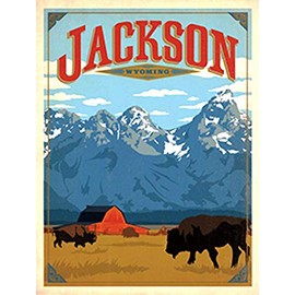 Vintage Art Jackson Wyoming Sticker (wy Teton Yellowstone Travel rv)
