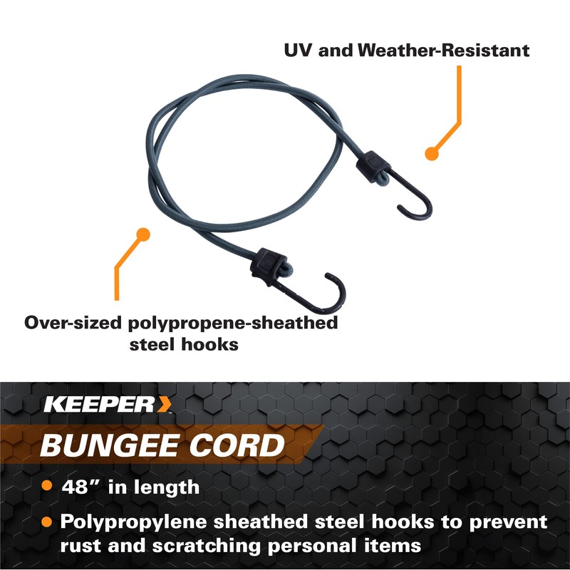 Keeper - 48” Bungee Cord With SST Hooks, 4 Pack