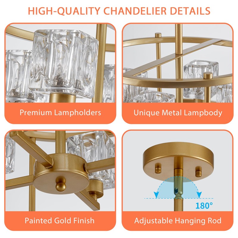 Majhoiw Modern Gold Chandeliers for Dining Room Over Table, Farmhouse