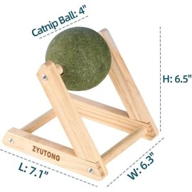 CA&T Giant Catnip Ball with Wood Stand - Interactive Cat Toy with Bell Inside/ NIB