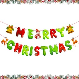 Merry Christmas Bunting Banner, Christmas Letter Garland Banner Sign Letters for Xmas Party Christmas Signs Hanging Banner Decoration for Party Decoration Home Indoor Wall Fireplace Outdoor A8LDSDJHF