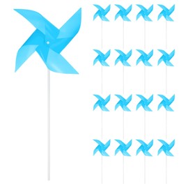 sourcing map 25pcs Windmills for the Yard Garden 15" x 7.5" 4 Leaves Pinwheels Wind Mills Spinners Windproof Waterproof Bird Devices with Stakes for Patio Decor, Light Blue