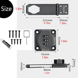 Hayaww 5 Inch Door Bolt Lockable Hasp with Combination Lock Padlock Hasp Combination Lock Door Bolt Outdoor Security Hasp Sliding Door Lock for Garden Gates Gates Garage (A)