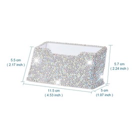 Blueshyhall Business Card Holder Glitter, Bling Business Card Stand with Diamond Rhinestone, Business Card Holder Crystal Rhinestone, Business Card Organiser for Women, Men, Office Desks, White,