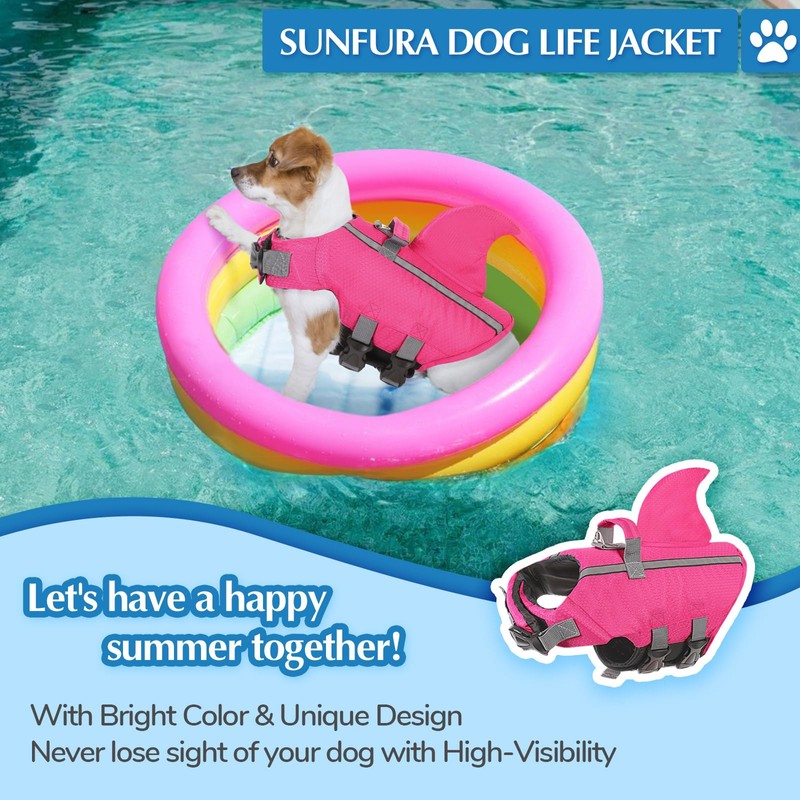 SUNFURA Shark Life Jacket for Dogs, Reflective Dog Life Vest