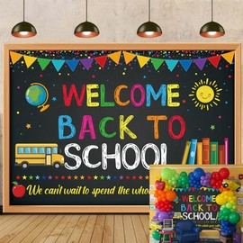 7x5ft Back to School Backdrop Welcome Back to Kindergarten Bulletin Board Decorations Background for Preschool School Classroom First Day of School Party Banner (7x5FT（210x150cm）)