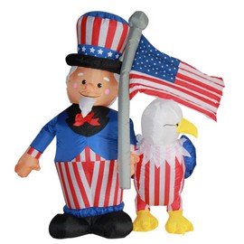 Impact Canopy Inflatable Outdoor Independence Day Decoration, Lighted 4th of July Uncle Sam and Eagle, 6 Feet Tall