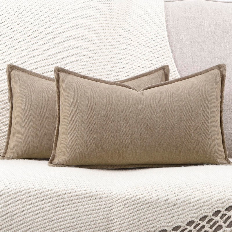 Madizz Set of 2 Simple Chenille Cushion Covers, Soft Decorative