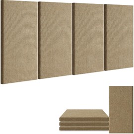 BUBOS 4 PCS Acoustic Panels,24''x12'' Fabric Soundproof Wall Panels,Self-adhesive Sound Absorbing Panels for Studios, Office, Home Theater (Jute)