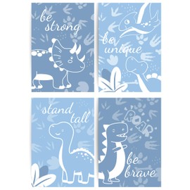 Papierkind Set of 4 Poster - Dinosaur T-Rex Triceratops Pteranodon | Dino Wall Pictures for Children's Room Dino Poster | Dinosaur Pictures in DIN A4 without Frame (A114-1)