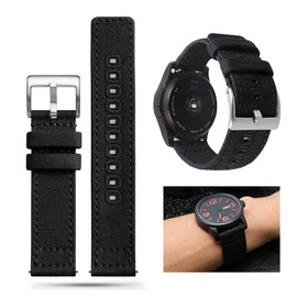 SKYK Canvas Quick Release Watch Band, 20mm 22mm Soft Cotton Fabric Woven Replacement Watch Strap for Men Women (20mm, Black)