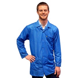 StaticTek ESD Jacket, Certified Level 3 Protective Lightweight Workwear & High Shielding Anti-Static Lab Coat, Full Sleeve, Snap Cuff ESD Smock, Light Blue - Large (TT_JKC9024SPLB)