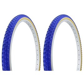 Lowrider Tire Set. 2 Tires. Two Tires Duro 26" x 1.75" Blue/Gum Side Wall HF-143G.