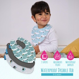 Bibbilyboo Waterproof Baby Dribble Bib, Pink 3 Pack, 0-2 Years - Highly Absorbent & Naturally Antibacterial - Adjustable, Waterproof & Breathable Fabric - Award Winning Teething Bibs