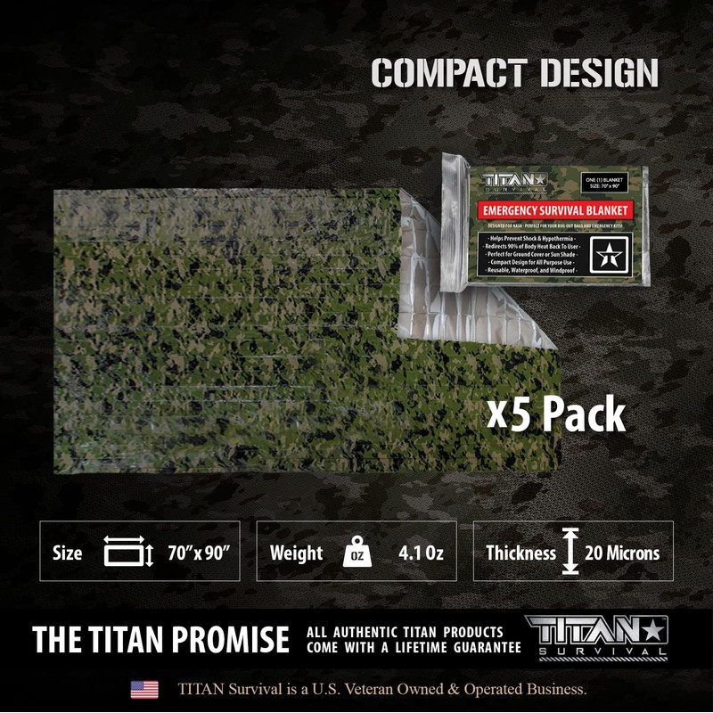 TITAN Survival - Mantas de supervivencia de dos caras XL