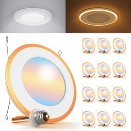 Sunco 12 Pack 6 Inch Can Lights for Ceiling LED, Flat Recessed Lighting with Night Light Retrofit Downlight, 1200 LM, 13W, Selectable CCT 2700K/3000K/4000K/5000K/6000K, Dimmable UL.