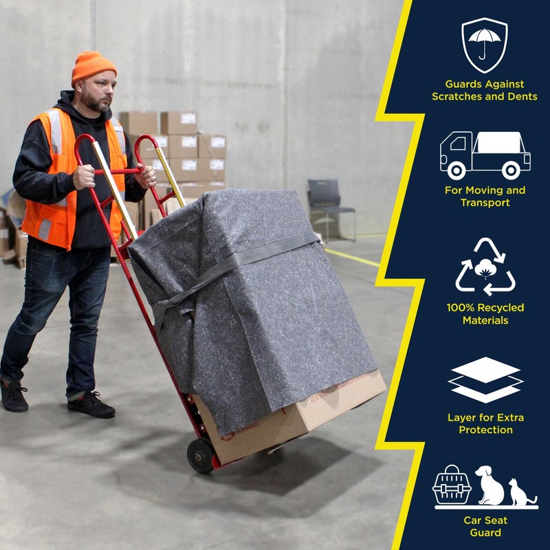 Textile Moving Blankets, Eco-Friendly 100% Recycled Packing Blankets for Moving,