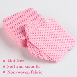 SUTOKAKA Lint Free Nail Wipes, 200 Pcs Pink Non-Woven Fabric Nail Polish Remover Pads, Super Absorbent Soft Eyelash Extension Glue Cleaning Wipes Manicure Salon Supplies
