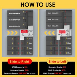 Generator Interlock Kit Compatible with General Electric GE 150 and 200 Amp Panels, Generator Horizontal Electrical Interlock Kit, 1 1/4 Inches Spacing Between Main and Branch Breaker