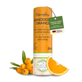 Nature Cosmétique® Lip Care Sea Buckthorn Orange - For Dry and Cracked Lips - With Beeswax, Jojoba Oil & Vitamin C - Sustainable Paper Sleeve - Made in Germany