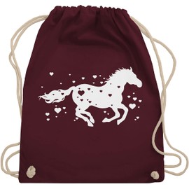 Shirtracer - Gym Bag Backpack - Horse with Hearts - Horse Rider Horse Lover Gift Horse Girl, 10 Bordeaux red, Unit size
